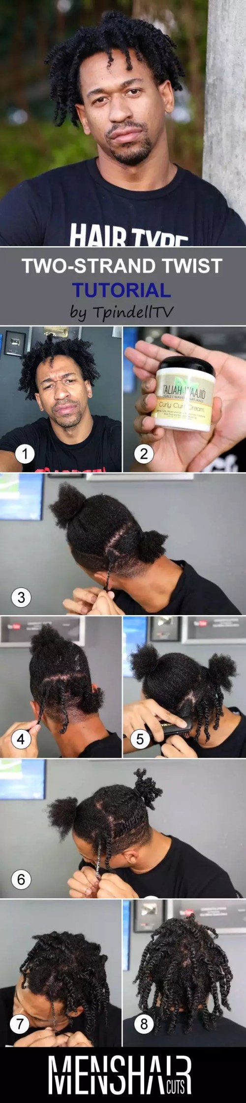 Natural Hair Two Strand Twist #tutorial #afrohairstyles #blackmenhairstyles