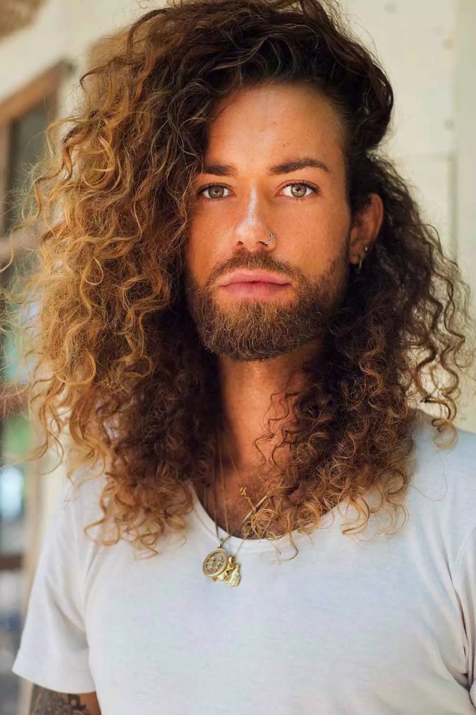 Highlighted Long Jewfro #jewfro #curlyhairmen #curlymen 