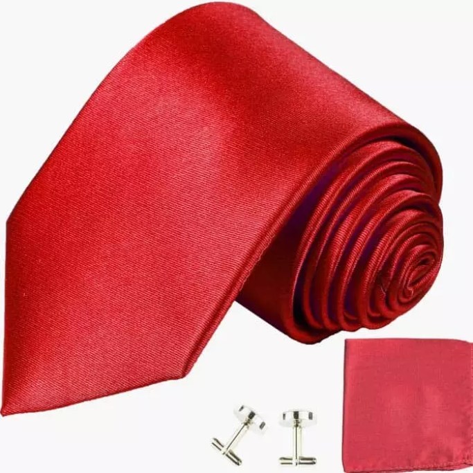 Extra Long Solid Red Classic Tie With Accessories #ties #mensties #tiesformen #suitaccessories
