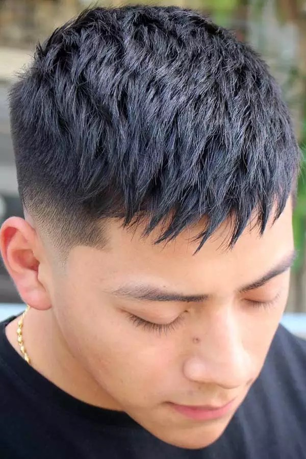 Military Haircut With Spiky Fringe #spikyhairstyles #spikyhair #menshaircuts #shortmenshaircuts